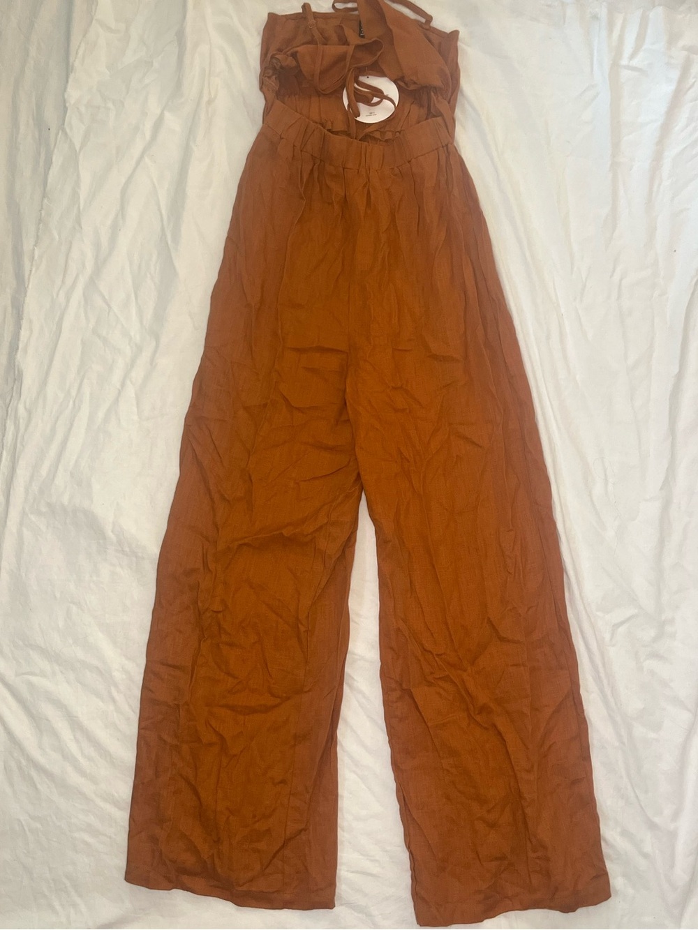 SHEIN Rust Wide-Leg Cutout Jumpsuit